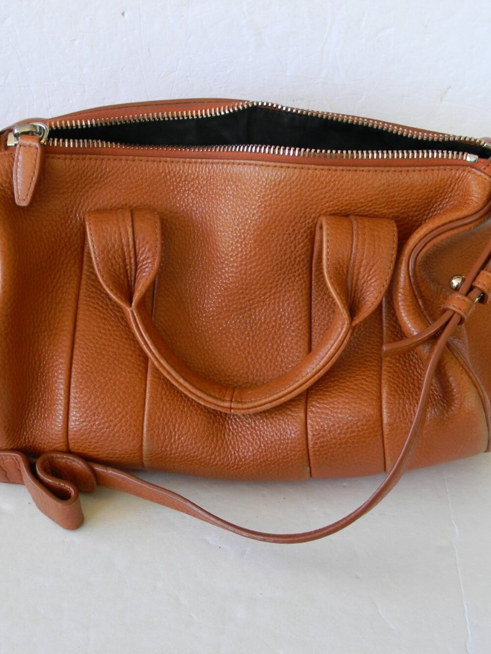 ALEXANDER WANG TAN BROWN PEBBLE LEATHER ROCCO SHOULDER BAG SATCHEL